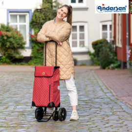 Boodschappenwagen met 4 wielen, ook om te duwen, Quattro Shopper Sofia Rood