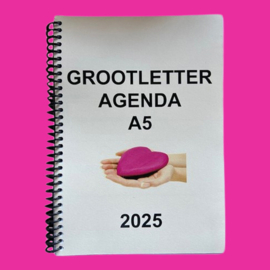 Grootletter agenda 2025, agenda met grote letters en cijfers in A5-formaat