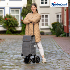 Boodschappenwagen met 4 wielen, ook om te duwen, Quattro Shopper Sofia Antraciet