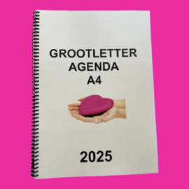 Grootletter agenda 2025, agenda met grote letters en cijfers in A4-formaat
