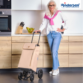 Boodschappenwagen met 4 wielen, ook om te duwen, Quattro Shopper Lissa zand