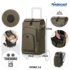 Boodschappenwagen met luchtbanden, Royal Shopper Hydro 3.0 olijf