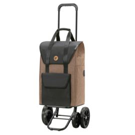 Boodschappenwagen met 4 wielen, ook om te duwen, Quattro Shopper Senta 2.0 zand