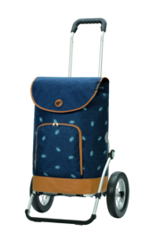 Boodschappenwagen met grote metalen spaken wielen, Royal Shopper Holm Blauw