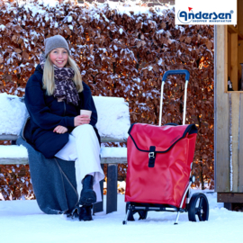 Boodschappenwagen met grote 3-spaken wielen, Royal Shopper Ortlieb rood