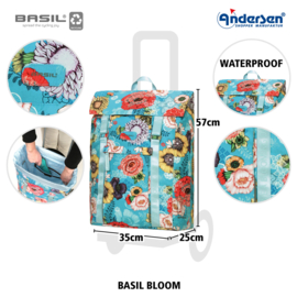 Lichte boodschappenwagen om te duwen of trekken, Unus Shopper Fun Basil Bloom blauw