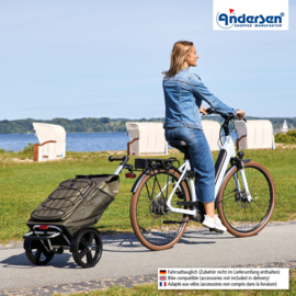 Boodschappenwagen met extra grote wielen voor achter de fiets, Tura Shopper Fado 3.0 olijf