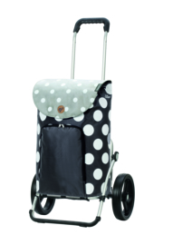 Boodschappenwagen met grote 3-spaken wielen, Royal Shopper Dots Grijs