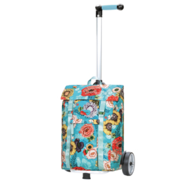 Lichte boodschappenwagen om te duwen of trekken, Unus Shopper Basil Bloom blauw