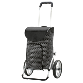 Boodschappenwagen met grote wielen met metalen spaken, Royal Shopper Famke zwart