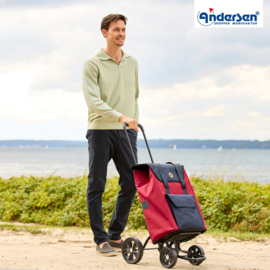 Boodschappenwagen met 4 wielen, ook om te duwen, Quattro Shopper Senta 2.0 rood