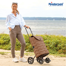 Boodschappenwagen met 4 wielen, ook om te duwen, Quattro Shopper Hilma mousse