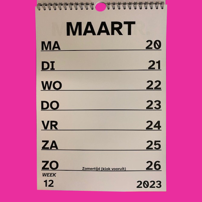 pomp piek kapok Grootletter weekkalender 2023 met grote cijfers/letters