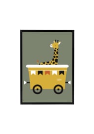 Wagon met Giraffe olijfgroen