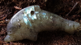 Labradoriet dolfijn edelsteenhanger 5cm