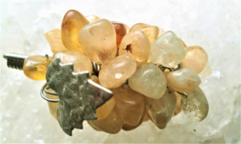Citrien druiventros verzilverd blad 5cm