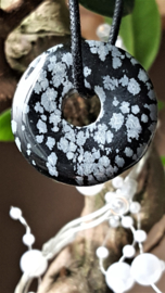 Obsidiaan sneeuwvlok donut edelsteenhanger 3,5cm
