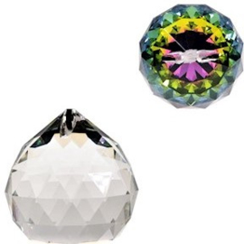 Feng Shui kristal bol 4cm - multi met nylondraad