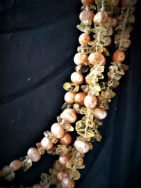 Citrien/Parel ketting ( handmade )