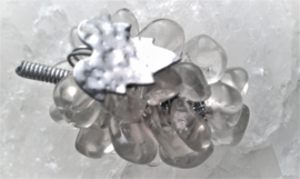 Bergkristal druiventros verzilverd blad 5cm