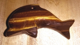 Tijgeroog dolfijn edelsteenhanger 5cm