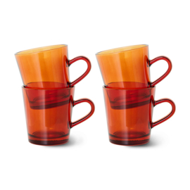 70S GLASSWARE:COFFEE CUPS AMBER BROWN AGL4503 (SET OF 4) HKLiving
