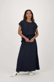 ZUSSS SATIJNEN TWILL ROK DONKERBLAUW