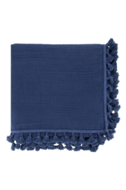 Sjaal met crinkle en kwastjes korenblauw ZUSSS
