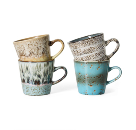 70s ceramics: americano mugs lavish, set of 4 KST0251