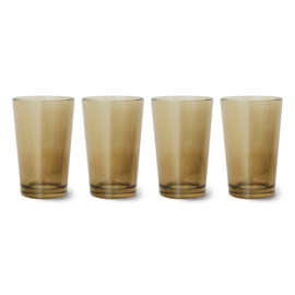 70S GLASSWARE: TEA GLASSES MUD BROWN AGL4506 (SET OF 4) HKLiving