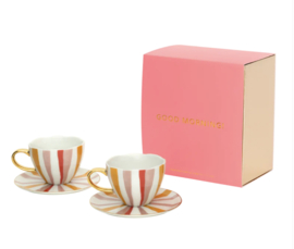 Good Morning Cup Cappuccino/Tea and Plate Joyful C, set of 4, in gift pack