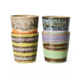 70s ceramics: coffee mugs funky, set of 4 KST0240