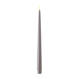 Grey LED Shiny Dinner Candle D: 2,2 * 28 cm (2 pcs.)