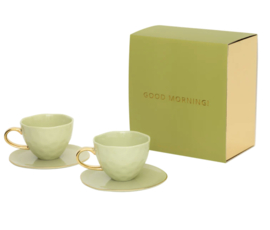 Cappuccino/Tea and Plate pale green, set of 4, in gift pack