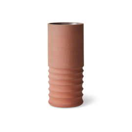 Handcarved terracotta tube vase
