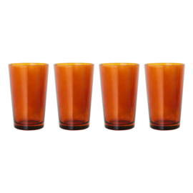 70S GLASSWARE:TEA GLASSES AMBER BROWN AGL4507(SET OF 4)HKLiving