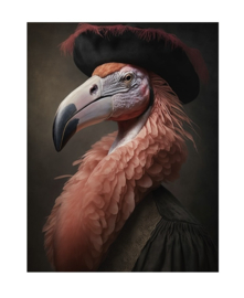 Wanddoek in frame Flamingo