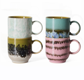 70s ceramics: café mugs calming, set of 4 KST0275
