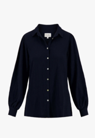 ZUSSS BLOUSE IN CRINKLE STOF DONKERBLAUW