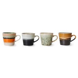 70S CERAMICS: CAPPUCCINO MUGS, VERVE (SET OF 4)