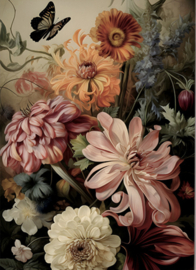 Wanddoek in frame Vintage Flowers