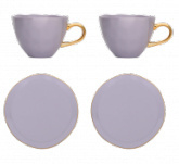 Good Morning Cup Cappuccino/Tea and Plate lila, set of 4, in gift pack