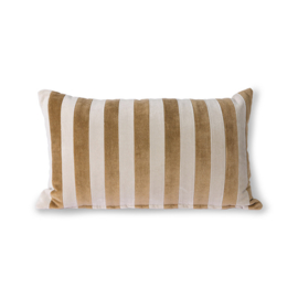 striped velvet cushion brown/natural (30x50) HK Living