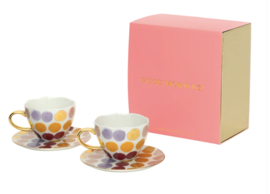Good Morning Cup Cappuccino/Tea and Plate Joyful A, set of 4, in gift pack
