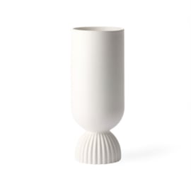 ceramic flower vase ribbed base white  ACE6883