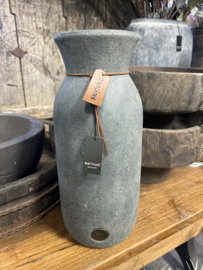 Vase Leather Rope Luxury Majestic Grey M > d16xh37