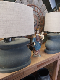 Lampvoet ovaal Majestic Vintage 30x17x26cm incl linnen kap offwhite