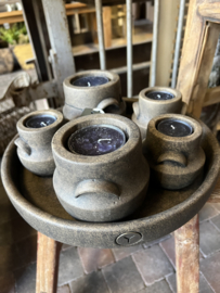 Amazing set of 5 tealightcups on Plate, Maj Brown L