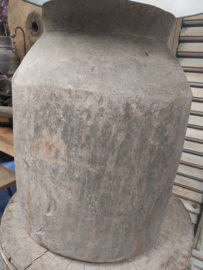 Nepalese pot als LAMPVOET met linnen kap > hoog 65 cm