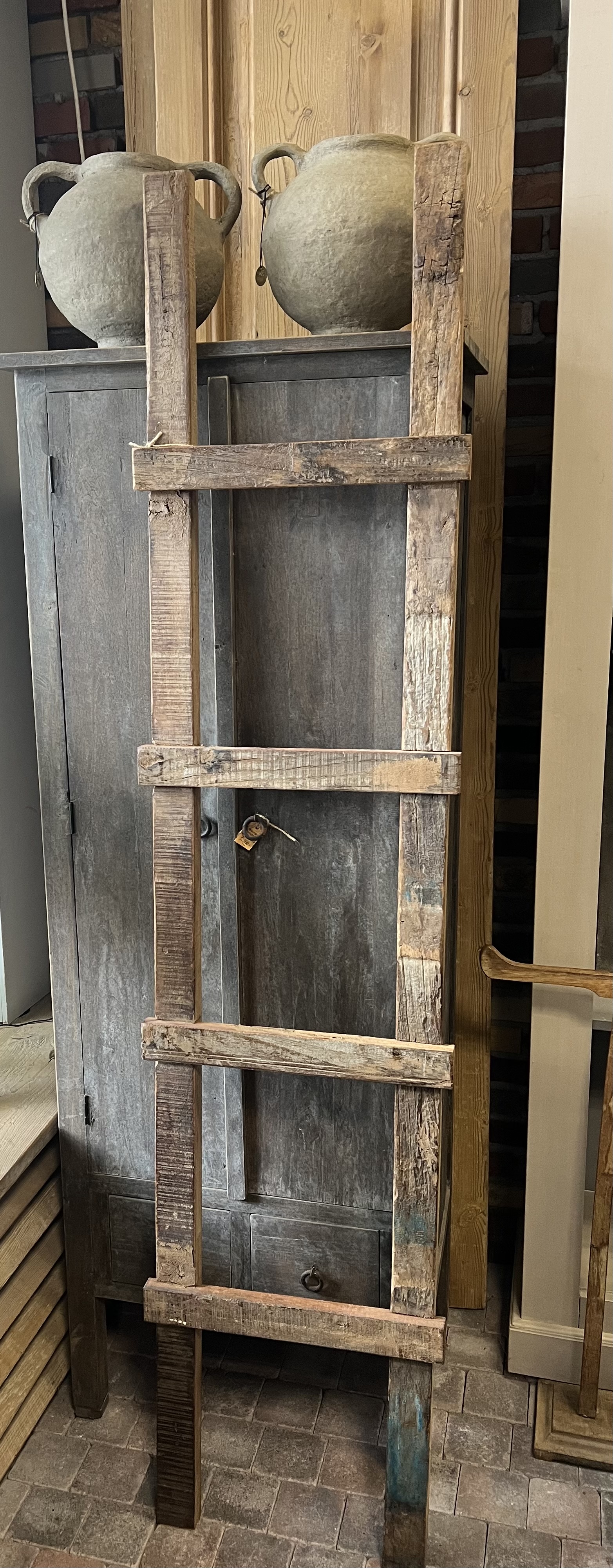 Decoratie ladder van hardhout 180 cm